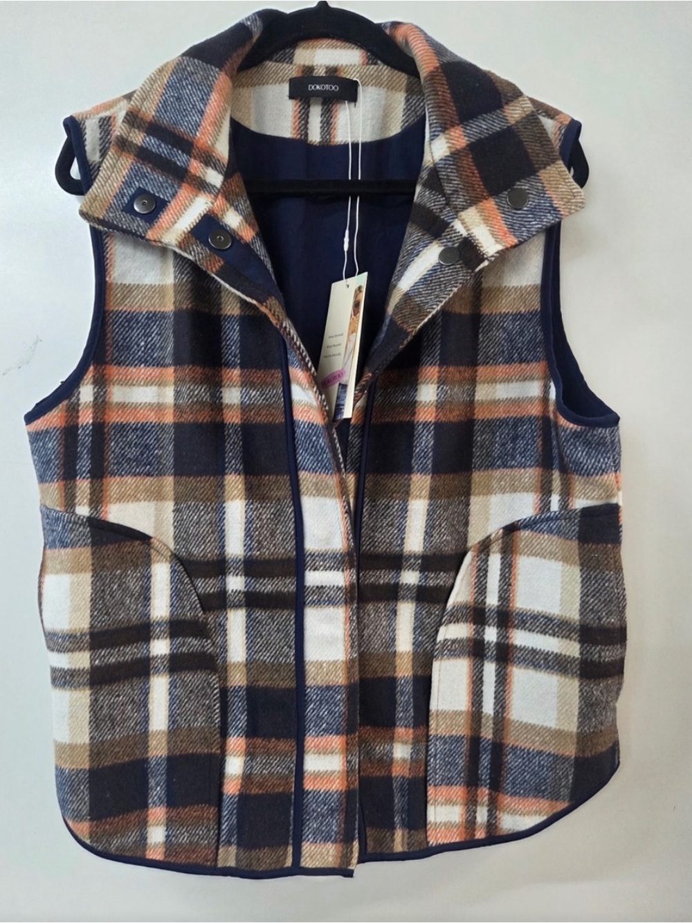 NWT,Dokotoo,Soft Flannel Plaid,Sherpa Vest,Pockets,Layering,Outdoor, Size S